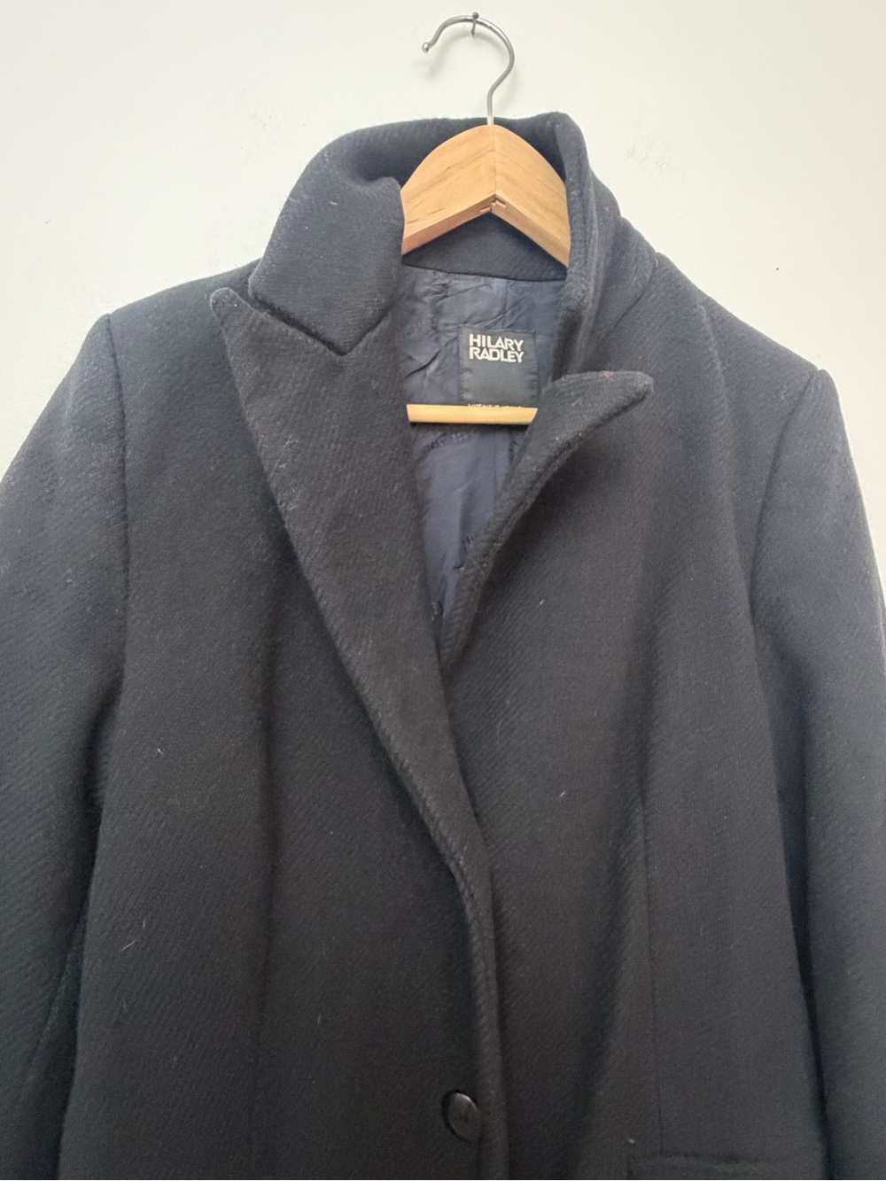 Nordstrom Hilary Radley Black Wool Blend Long Coat Size 8 Classic Minimalist - Picture 3 of 11